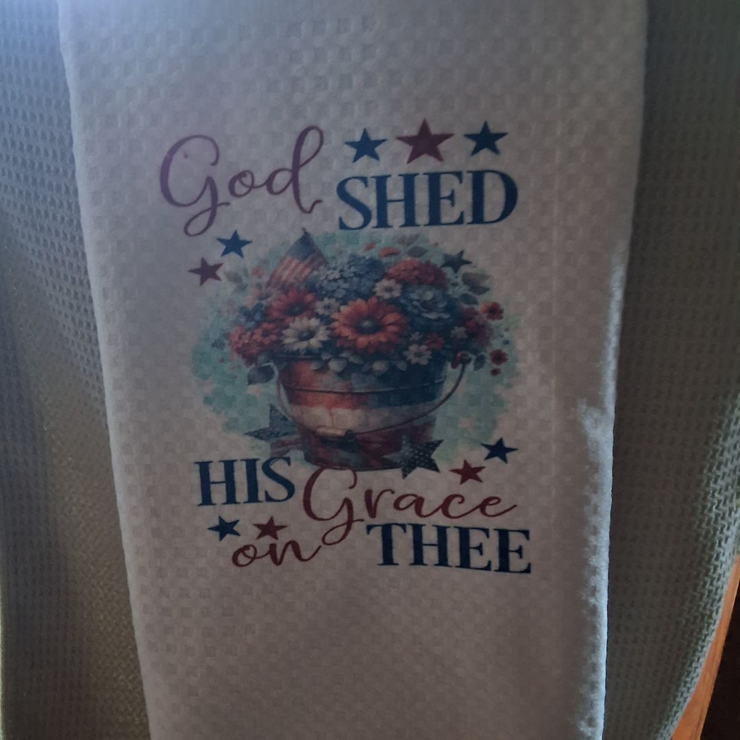 Hand towel with snap In Gods shed his Grace, 16 x 28