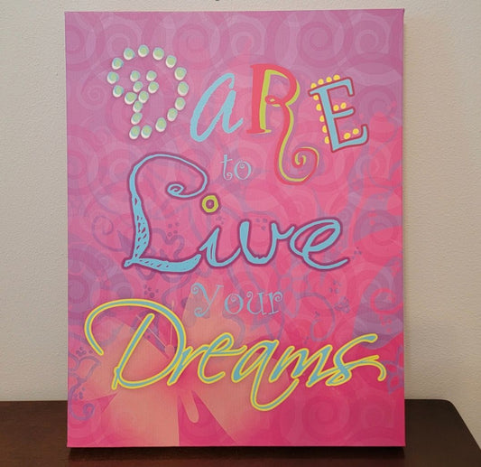 Pink Multi-Color  Dare to Live Canvas, 14" x 18"
