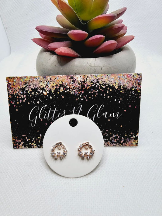 Rosegold Glitter N Glam 2311 Rosegold with CZ Stud Earrings