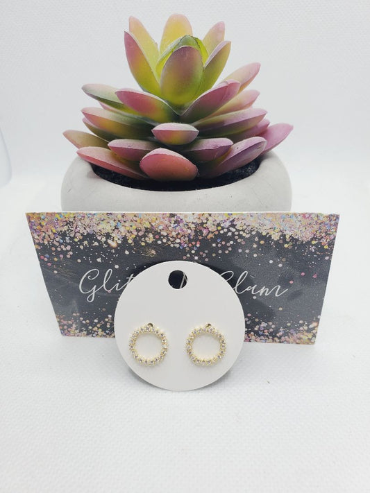 Gold Glitter N Glam 1282 Gold Cirlce Stud Earrings