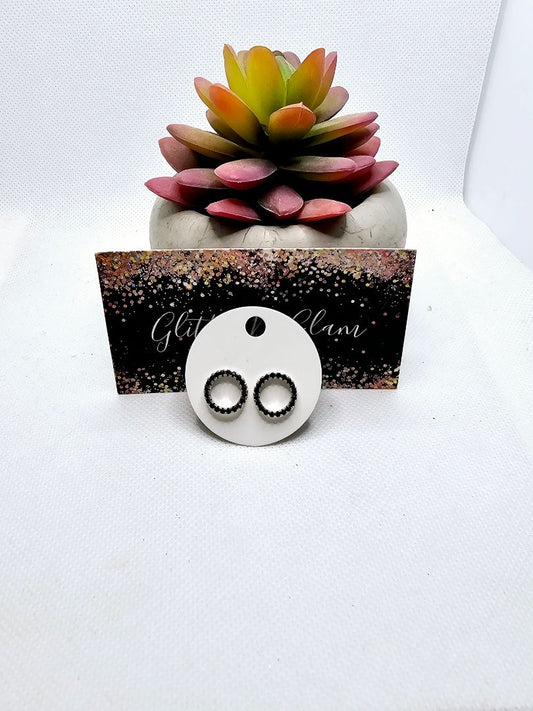 Black and silver Glitter N Glam 2524 Black Circle Stud Earrings