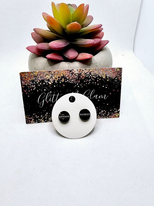 Gunmetal Glitter N Glam 2524 Black Circle Stud Earrings