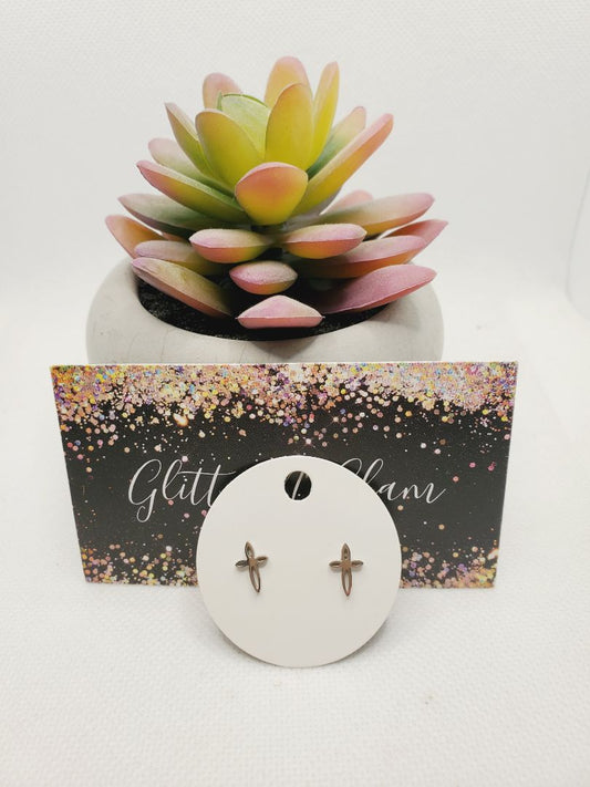 Silver Glitter N Glam 1692 Silver Cross Stud Earrings