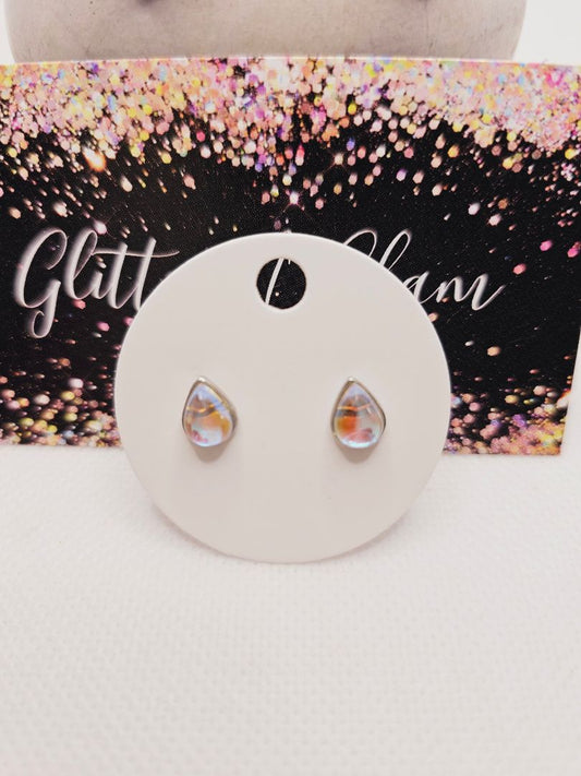 1863 Teardrop Silver Glitter N Glam Earrings