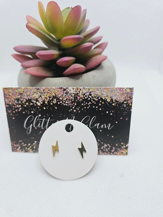 Gold Glitter N Glam 1776 Gold Lighting Bolt Stud Earrings