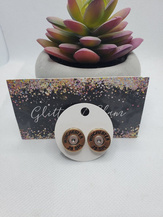 Gold and Silver Glitter N Glam 1281 Gold and Silver Bullet Stud Earrings