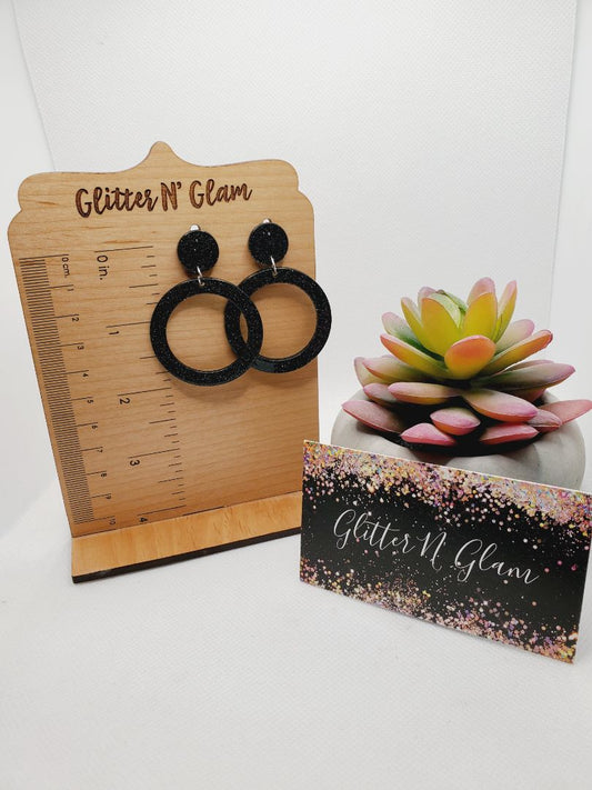 Sparkly Black Glitter N Glam Earrings