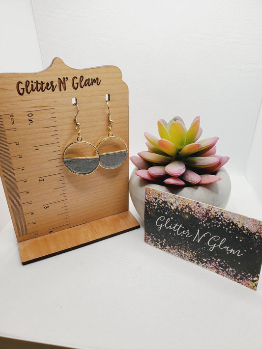 Gray and Gold Glitter N Glam Earrings