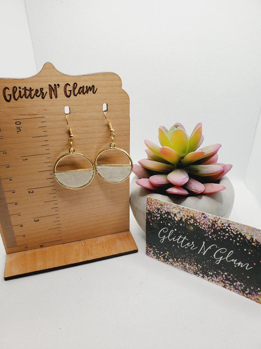 Cream and Gold Glitter N Glam Earrings