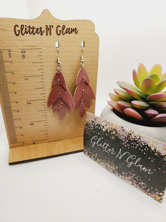 Mauve Glitter N Glam Earrings
