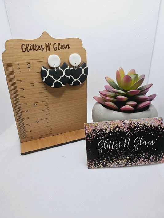Beige and Dark Gray Glitter N Glam Earrings