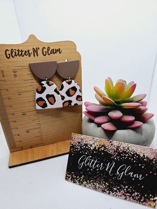 Pink and Brown Glitter N Glam Earrings