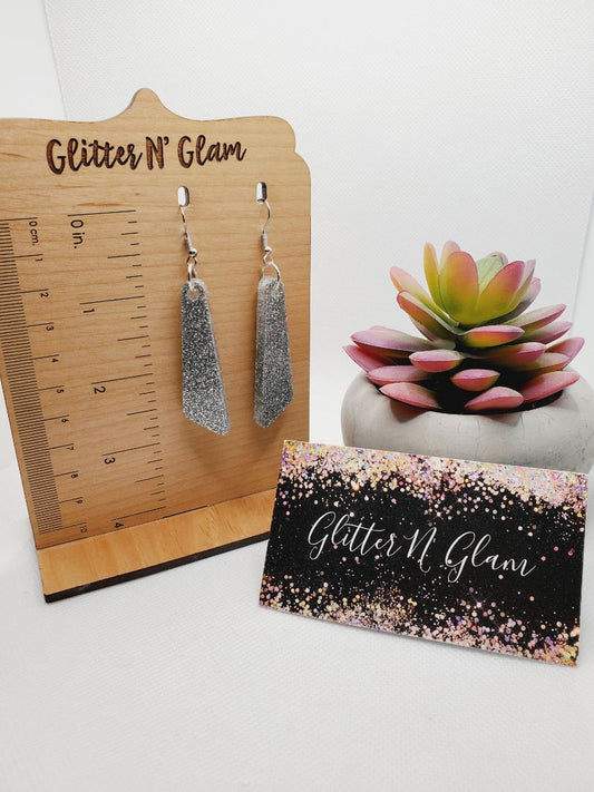 Silver Glitter N Glam Earrings