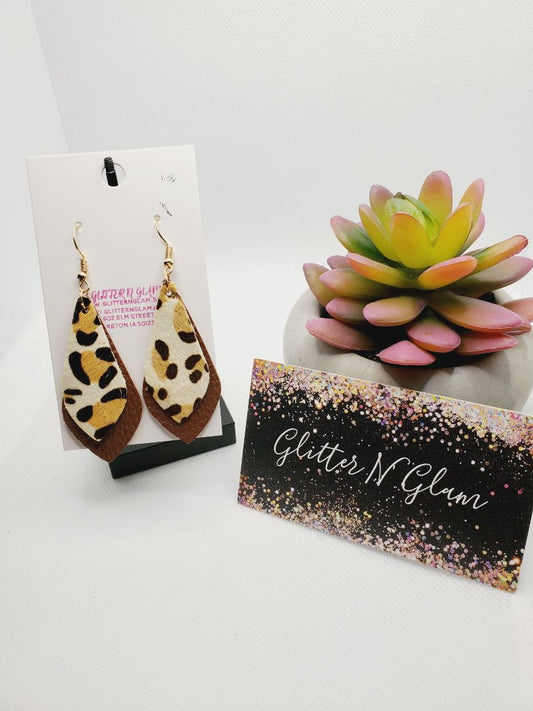 Brown and Animal Print Glitter N Glam Earrings