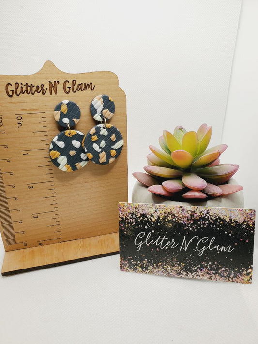 Navy, White and Orange Glitter N Glam Earrings