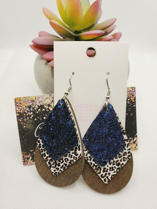 Brown, Animal Print and Brown Glitter N Glam Earrings