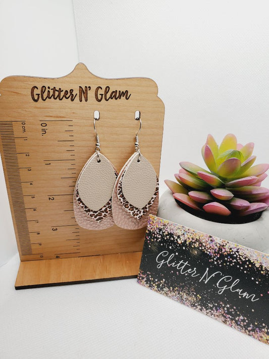 Pink and Animal print Glitter N Glam Earrings