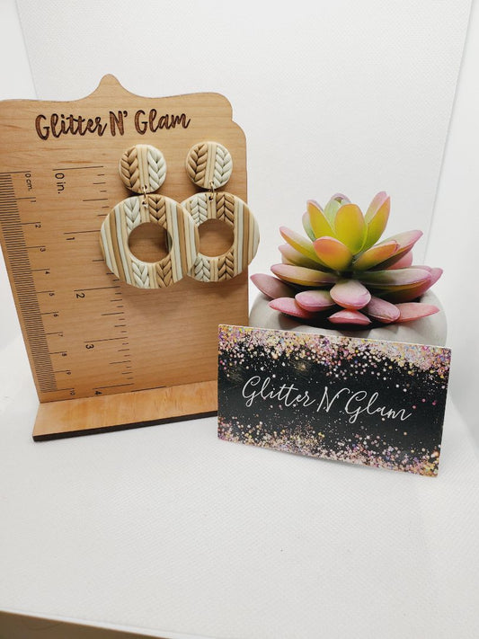 Brown, cream and white Glitter N Glam Earrings