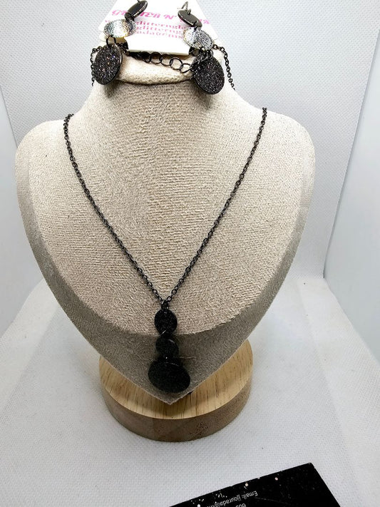 Gunmetal Glitter N Glam Necklace set