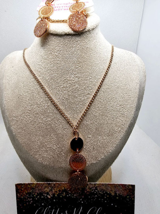 Rosegold Glitter N Glam Necklace set