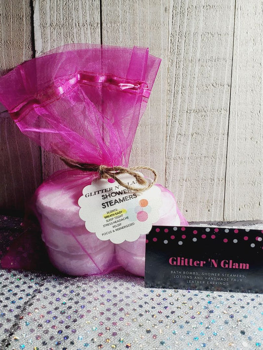 White Glitter N Glam Shower Steamers