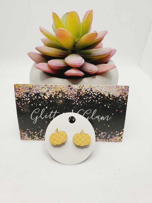 Plaid Glitter N Glam 1360 Plaid Print Pumpkin Studs
