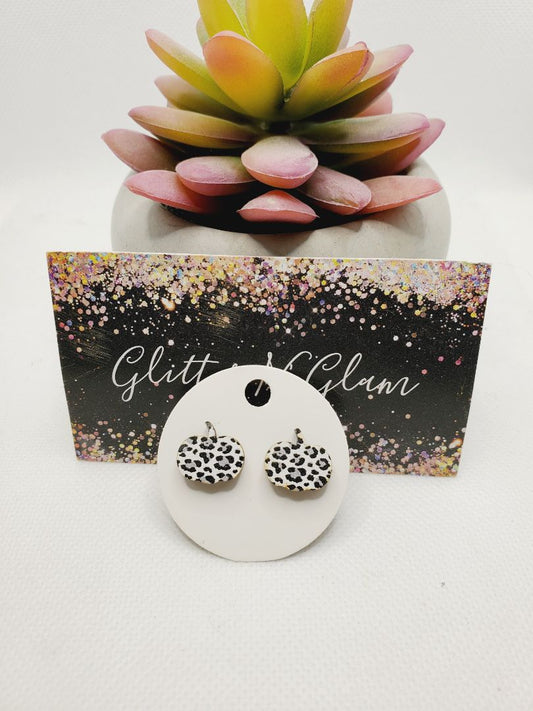 Glitter N Glam 1358 Snow Leapord Print Pumpkin Studs