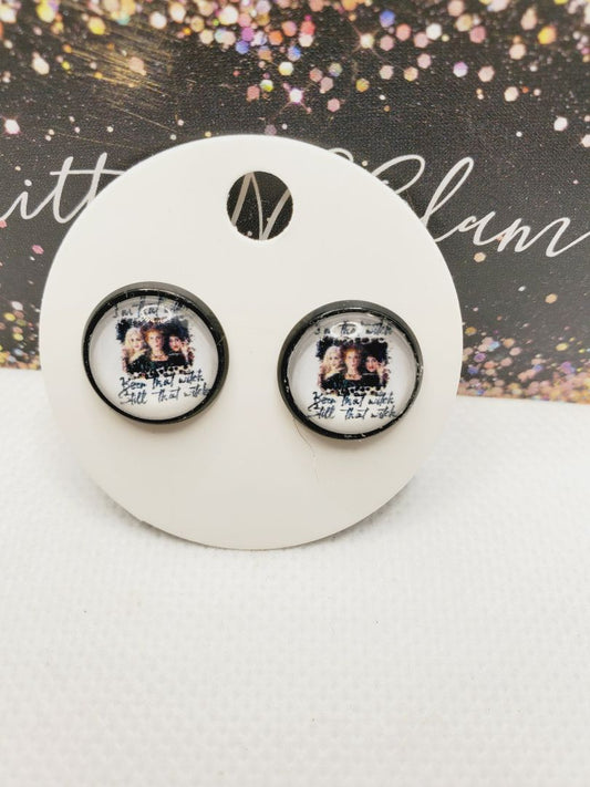 Glitter N Glam 1394 Hocus Pocus "Im that witch, been that witch, still that witch" Stud Earrings