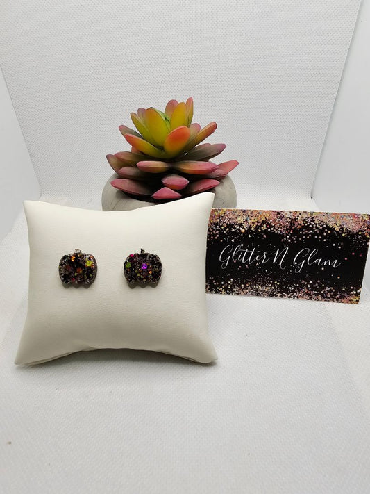 Glitter N Glam 2688 Muticolored Pumpkin Stud Earrings