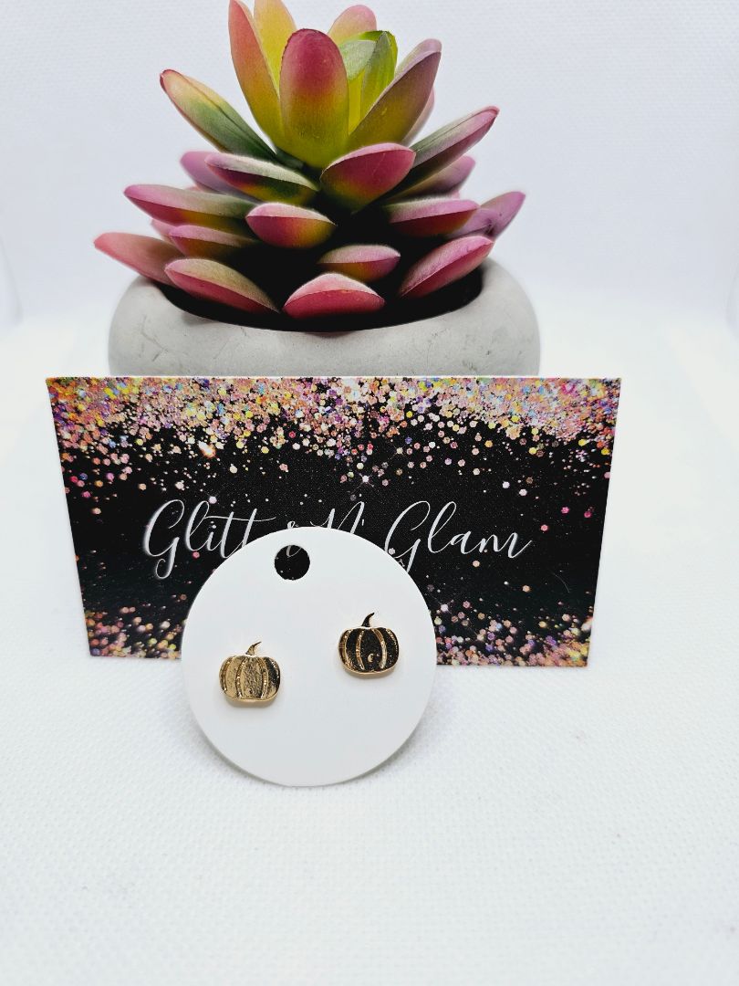 Glitter N Glam 1891 Gold Pumpkin Stud Earrings