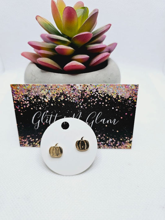 Glitter N Glam 1891 Gold Pumpkin Stud Earrings