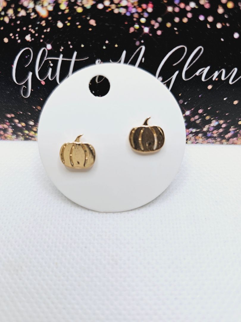 Glitter N Glam 1891 Gold Pumpkin Stud Earrings