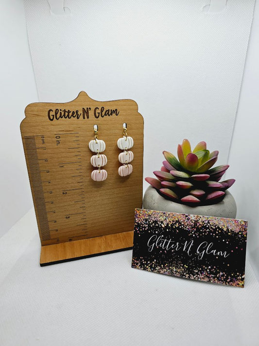 Glitter N Glam 1876 Polymer Clay Mini Stacked Pumpkin Dangle Earrings