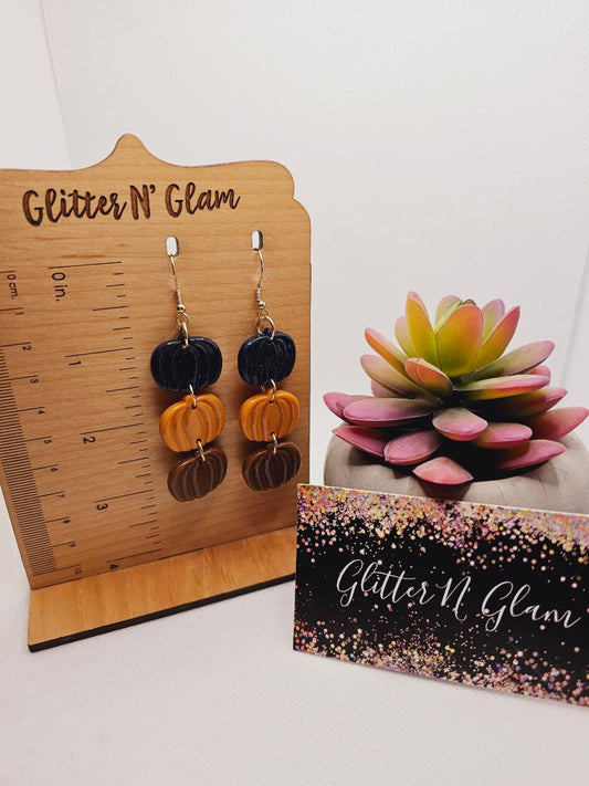 Glitter N Glam 1806 Polymer Clay Pumpkin Dangle Earrings