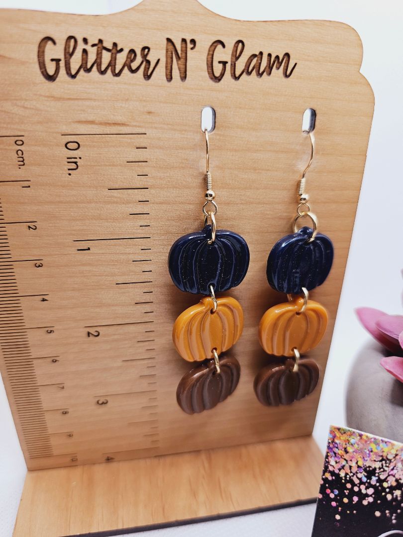 Glitter N Glam 1806 Polymer Clay Pumpkin Dangle Earrings