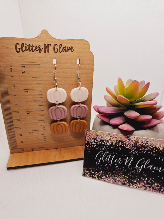 Glitter N Glam 1804 Polymer Clay Pumpkin Dangle Earrings
