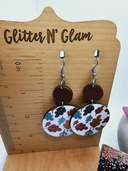 Glitter N Glam 1959 Wood Fall Leaves Dangle Earrings