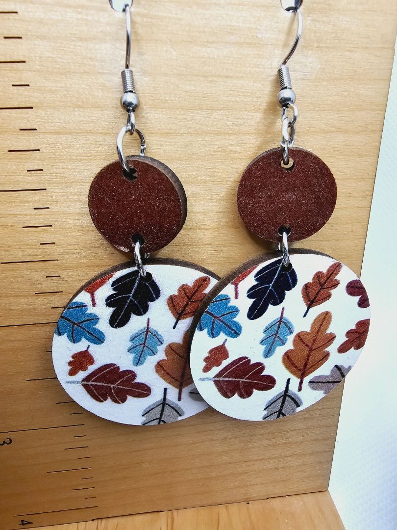 Glitter N Glam 1959 Wood Fall Leaves Dangle Earrings