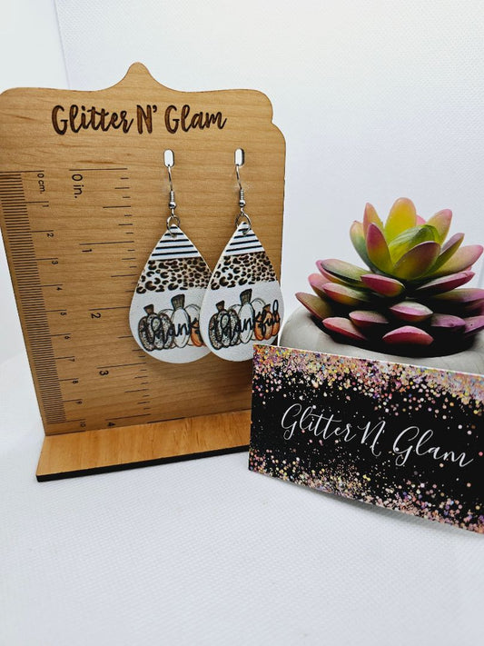 Glitter N Glam 1945 "Thankful" Pumpkin Dangle Earrings