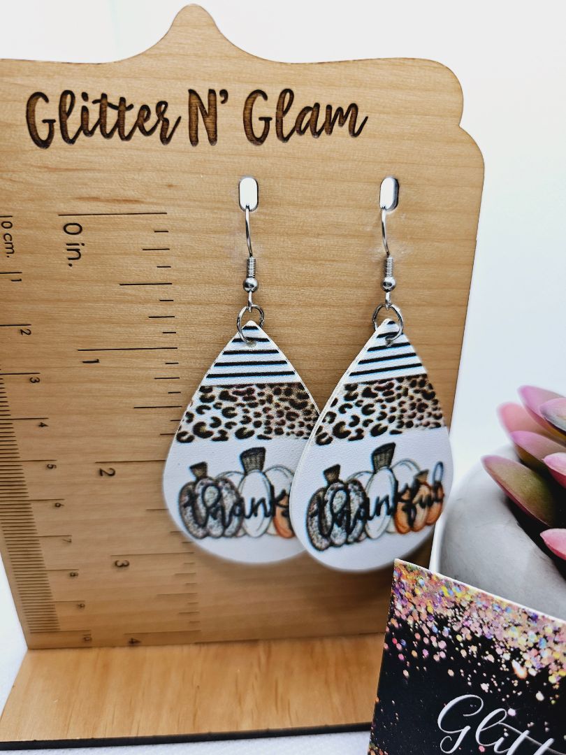 Glitter N Glam 1945 "Thankful" Pumpkin Dangle Earrings