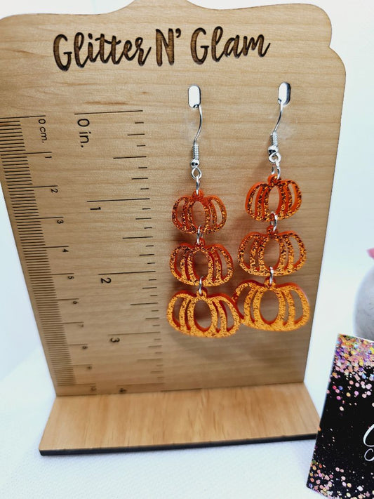 Glitter N Glam 1870 Resin Stacked Pumpkin Dangle Earrings