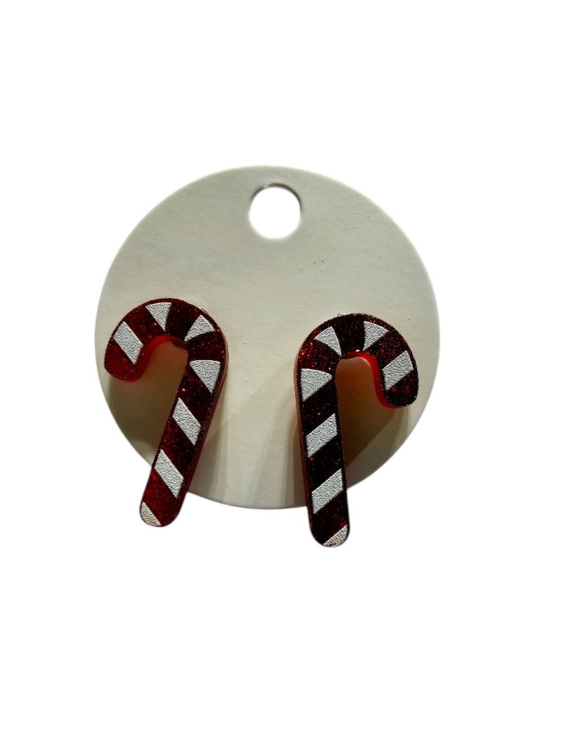 Glitter N Glam 2509 Candy Cane Stud Earrings