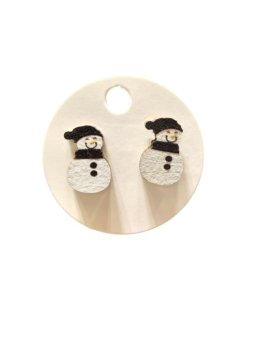 Glitter N Glam 2508 Wood Snowman Stud Earrings