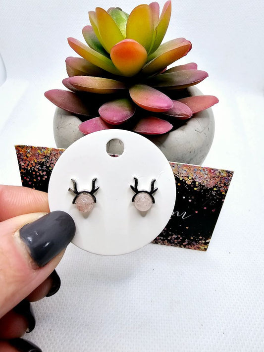 Glitter N Glam 2503 Pink Reindeer Stud Earrings