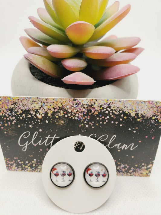 Glitter N Glam 1496 Christmas Wine Glasses Studs