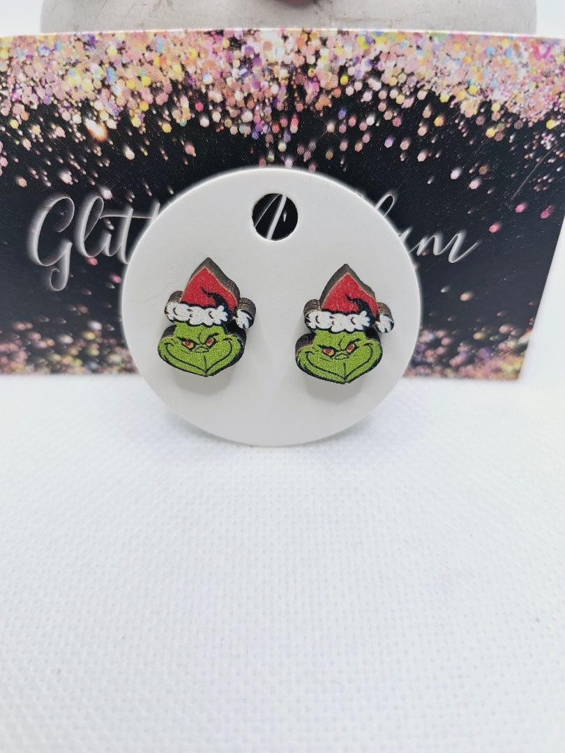 Glitter N Glam 2000 G-Man Wood Stud Earrings