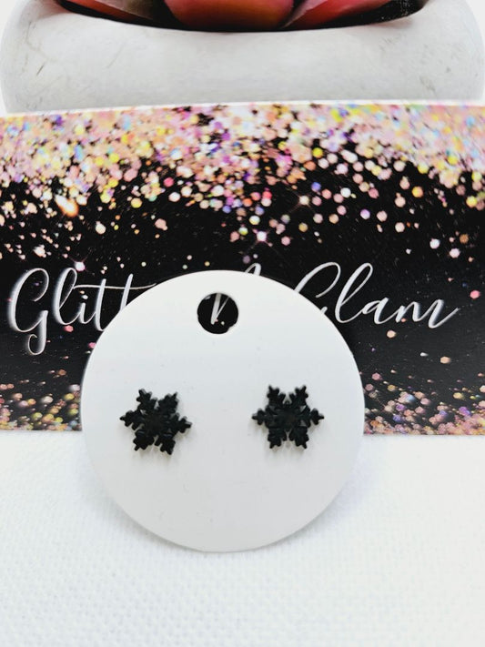 Glitter N Glam 1978 Black Snowflake Stud Earrings