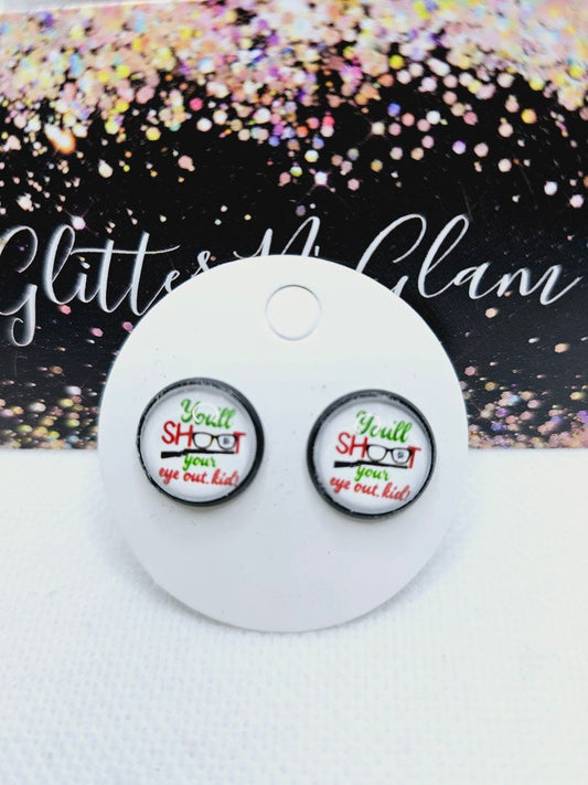 Glitter N Glam 2038 You'll Shoot your eye out Stud Earrings