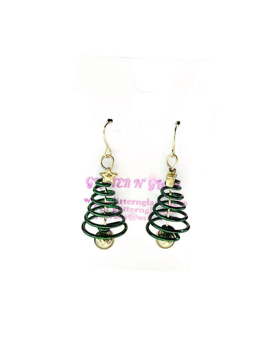 Glitter N Glam 2506 Twisted Green and Gold Christmas Trees