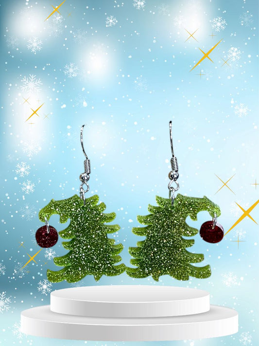 Glitter N Glam 2512 G-Mans Christmas Tree Dangle Earrings